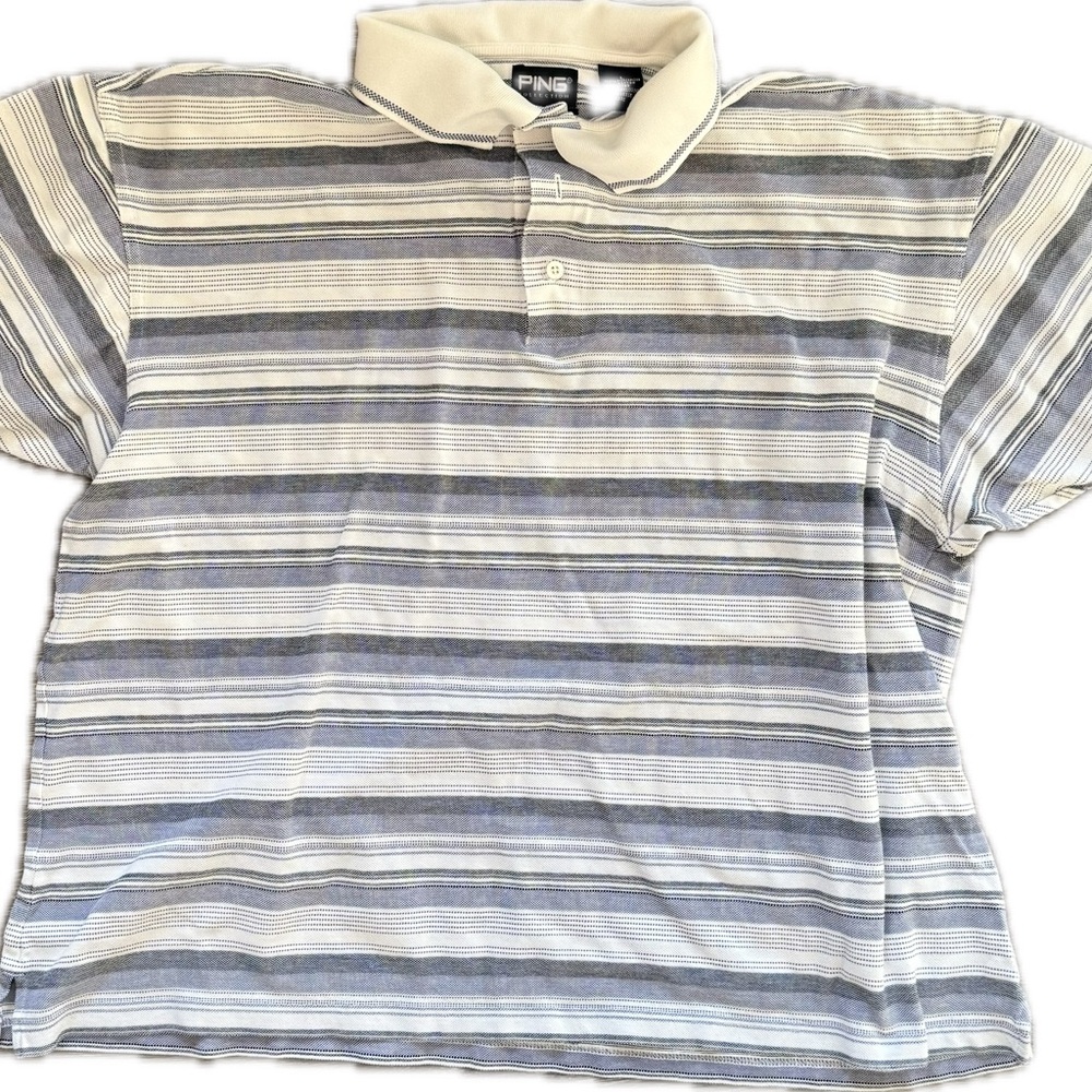Ping Collection White and Navy Striped Polo